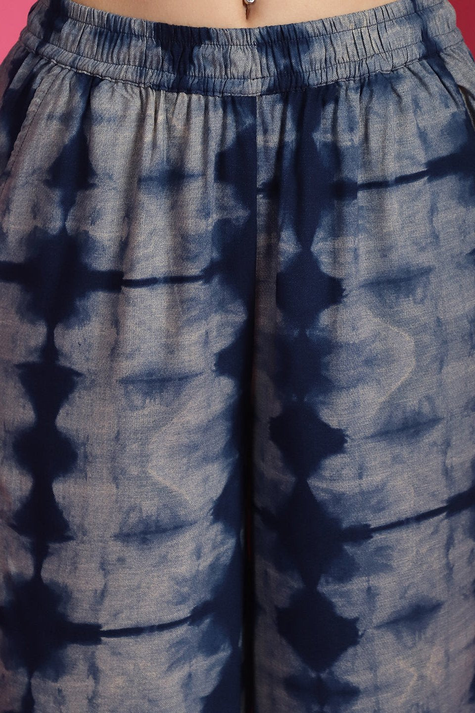 Navy Blue Colour Abstract Printed Viscose Rayon Lounge Pants