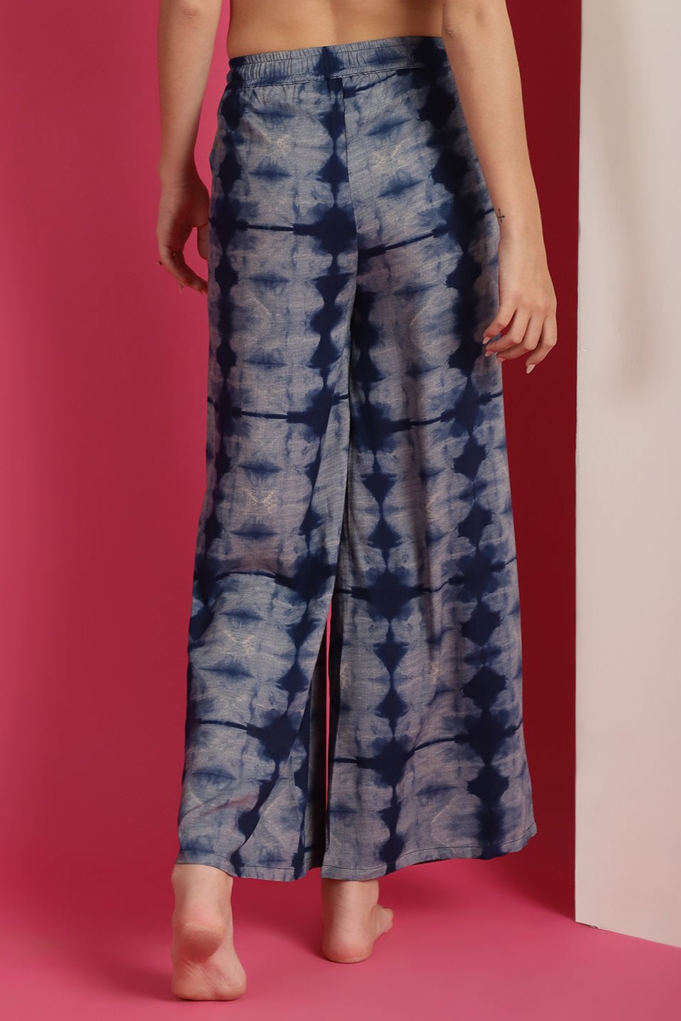 Navy Blue Colour Abstract Printed Viscose Rayon Lounge Pants