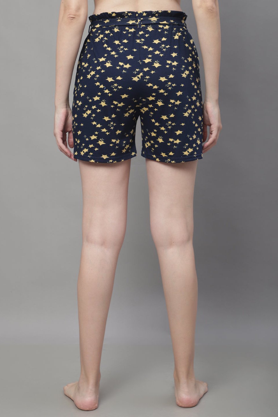 Navy Color Abstract Printed Cotton Lounge Shorts Claura Designs Pvt. Ltd. Lounge Shorts Abstract, Cotton, Lounge Short, Loungeshort_size, Navy Blue, Nightwear, Printed, Shorts