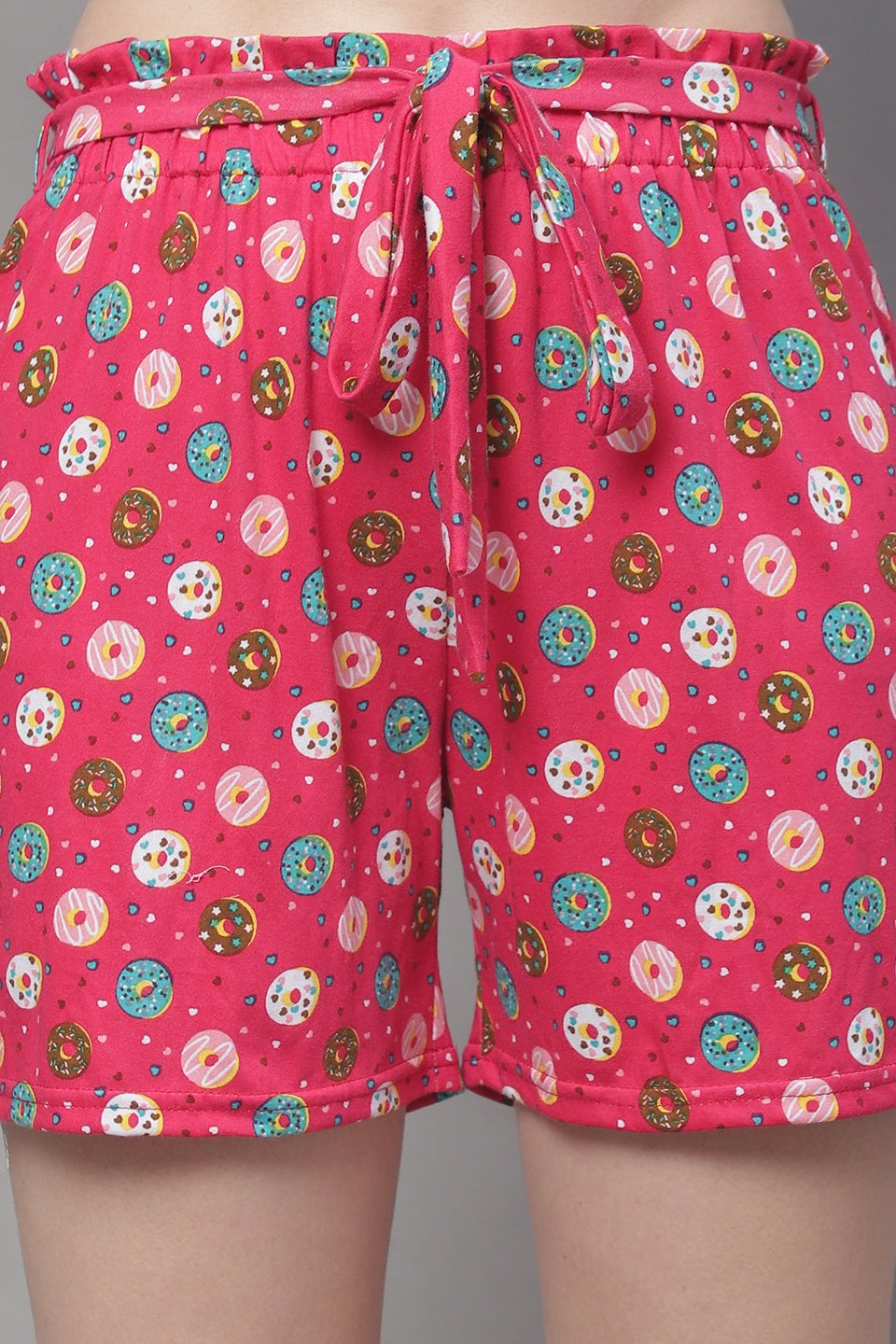 Pink Color Abstract Printed Cotton Lounge Shorts Claura Designs Pvt. Ltd. Lounge Shorts Cotton, Lounge Pant, Lounge Short, Loungeshort_size, Pink, Printed, Shorts