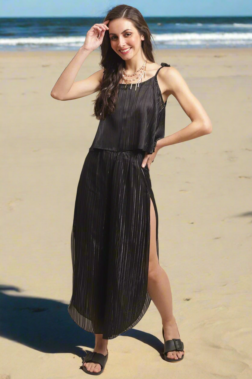 Beach Dress for Women Black Georgette Cover-Up | Claura Beach Dress for Women Black Georgette Cover-Up | Claura