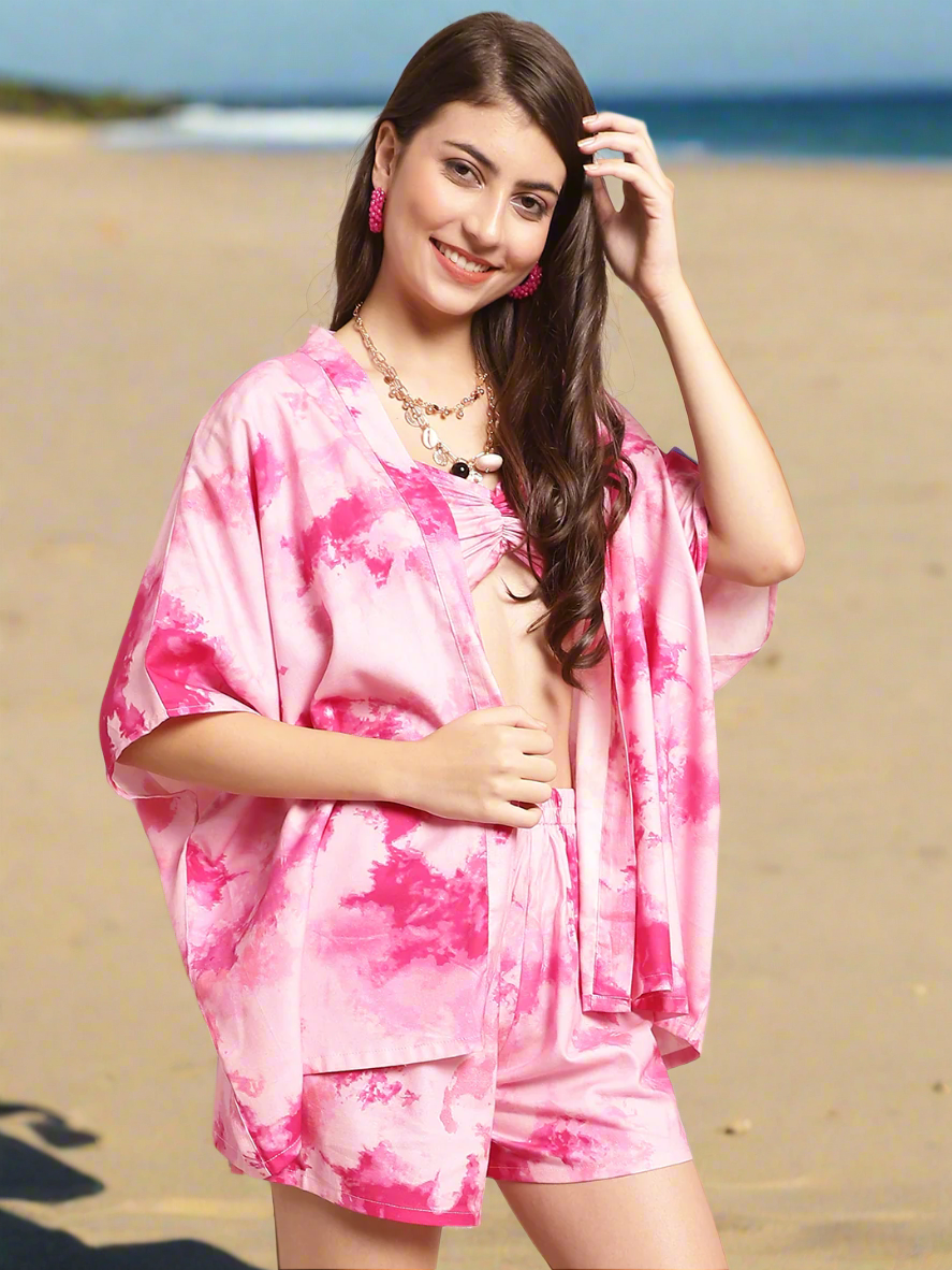Close-up of Rayon fabric on Pink Beach Dress