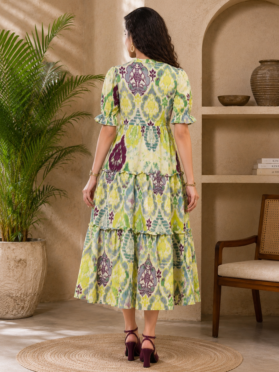 Multi Colour Ethnic Printed Pure Cotton Dress for Women | Claura