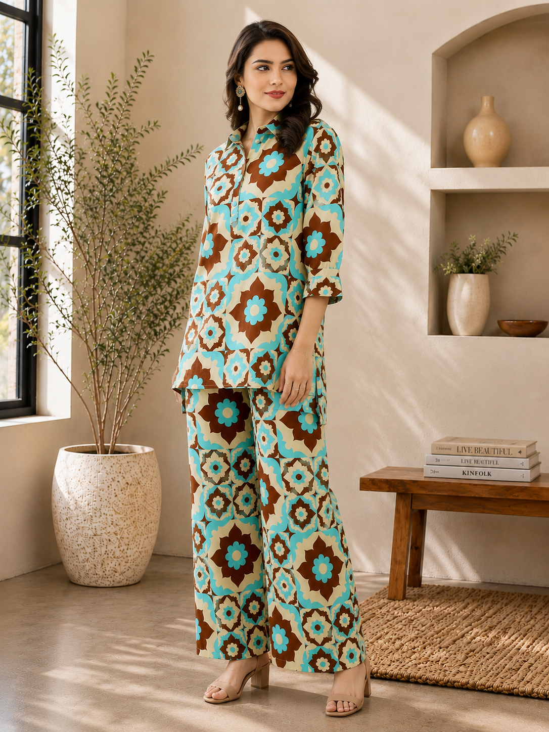 Multi-Color Abstract Stylish Set Co-Ord Set for Women