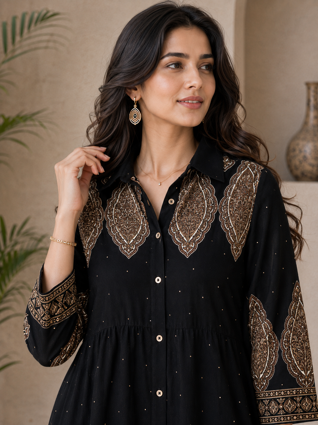 Black Rayon Floral Dress for Women | Claura