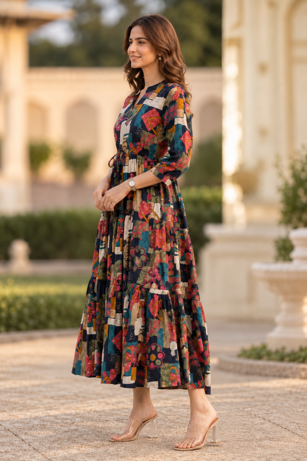 Black Chanderi Abstract Dress | Claura