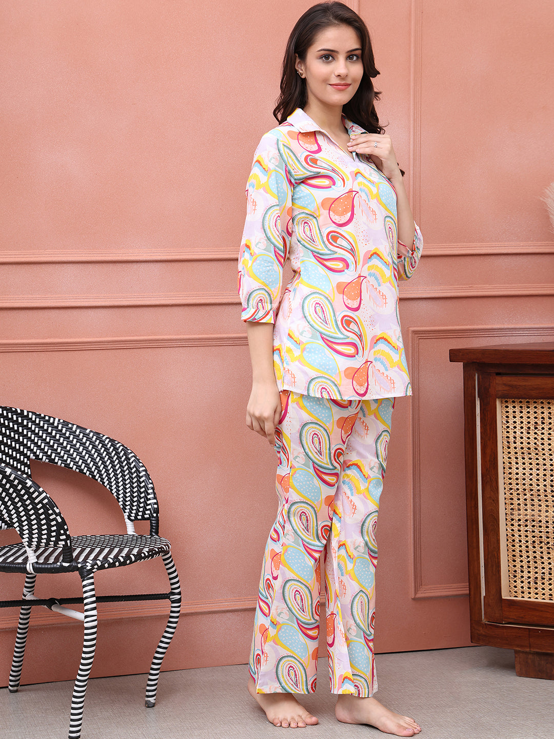 Multi Color Abstract Printed Cotton Co-ord Set