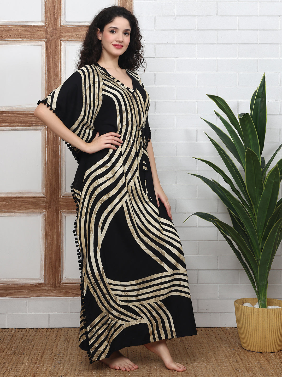 Lifestyle shot of abstract Kaftan Dress for women