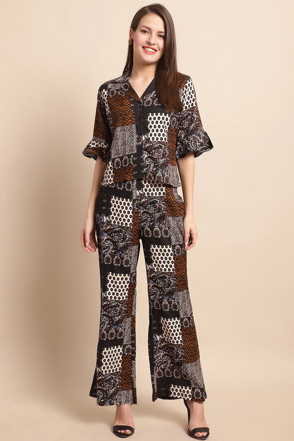 Black & White Abstract Printed Viscose Rayon Co-ord set