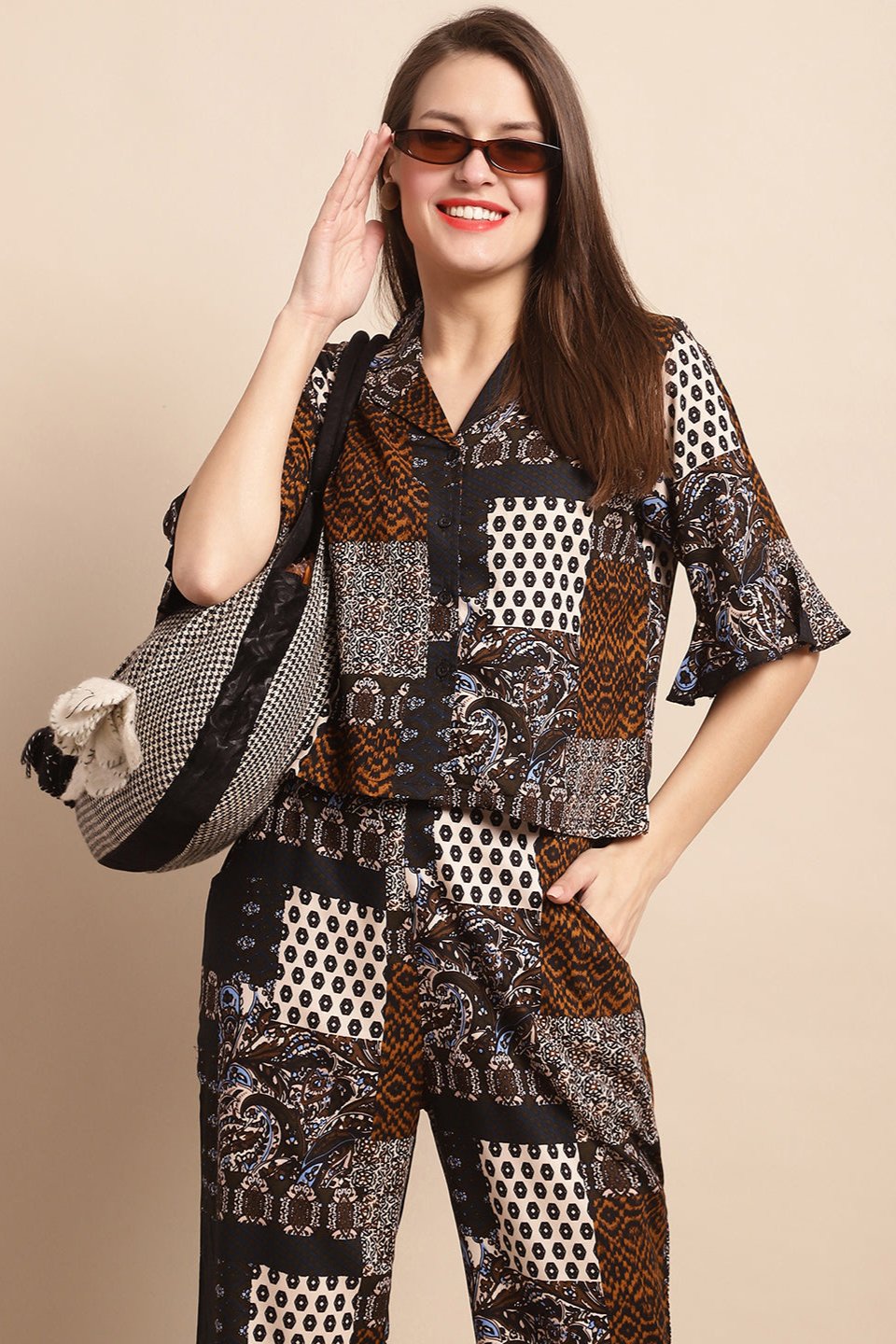 Black & White Abstract Printed Viscose Rayon Co-ord set