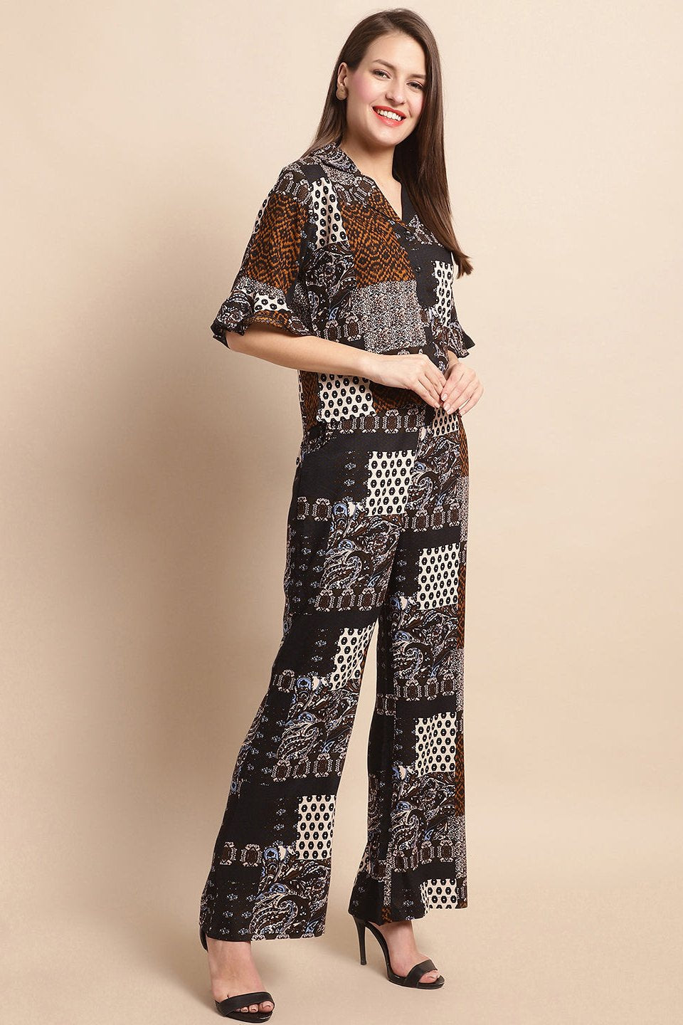 Black & White Abstract Printed Viscose Rayon Co-ord set