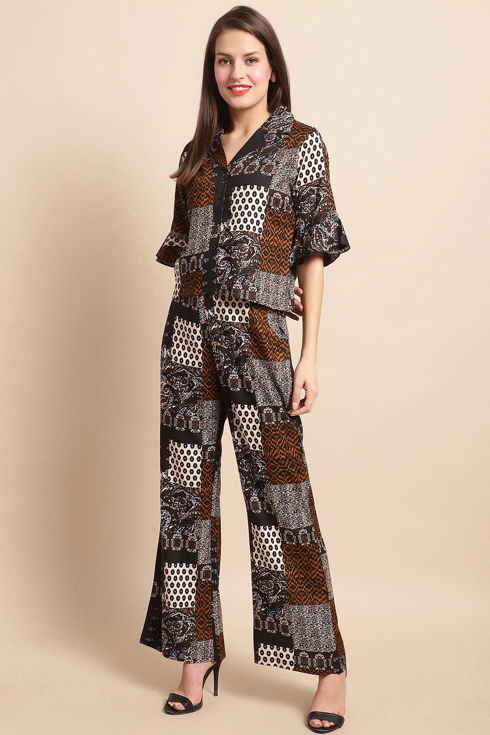 Black & White Abstract Printed Viscose Rayon Co-ord set