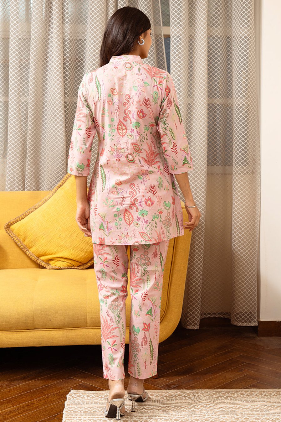 Pink Color Floral Printed Cotton Co-ord Set