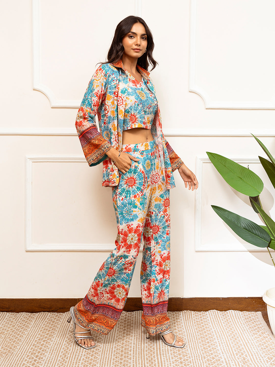 Multi-Color Floral Printed Viscose Rayon Co-Ord Set for Women | Claura

