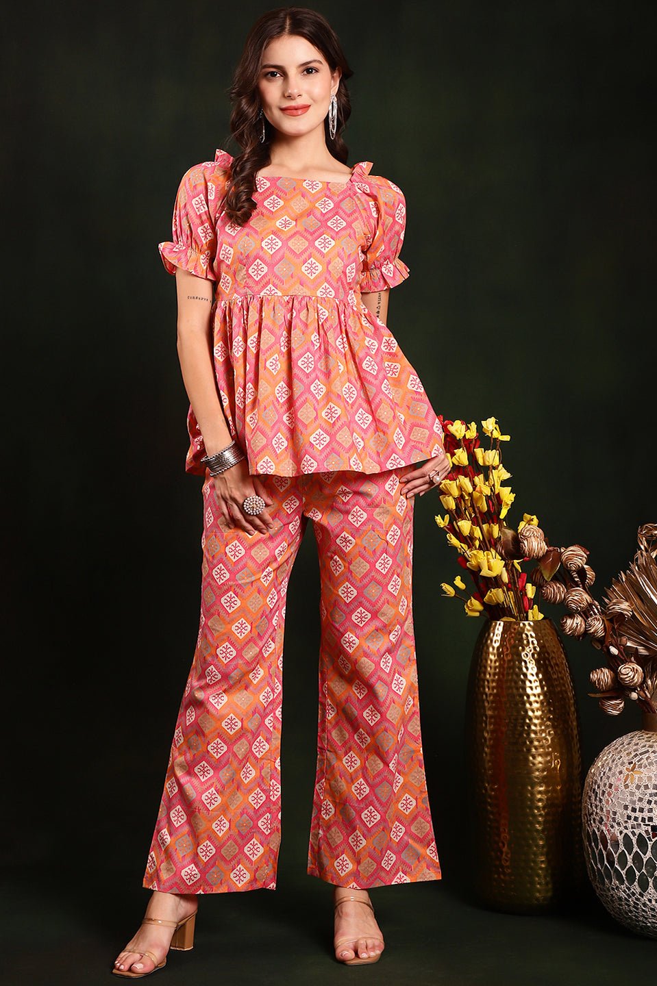 Pink Color Floral Printed Cotton Co-Ord Set