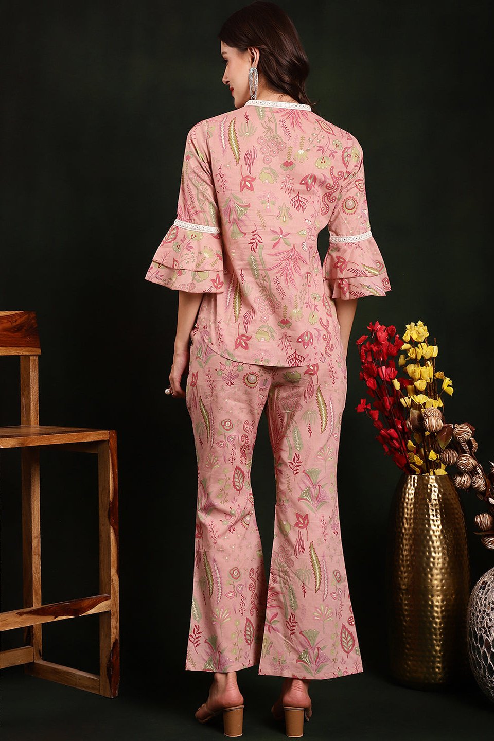 Pink Color Floral Printed Cotton Co-ord Set