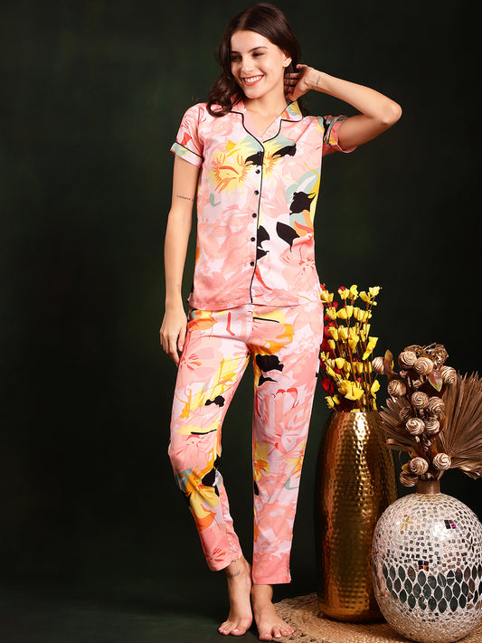 Multi Color Floral Printed Pure Cotton Nightsuit For Women