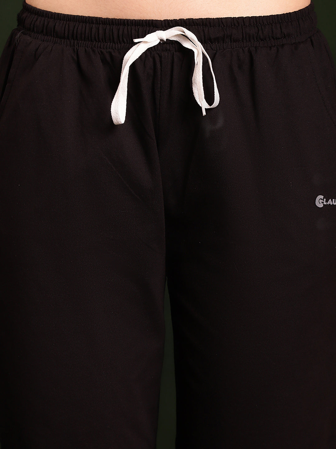 Black Clolor Solid Printed Lounge Pants For Women