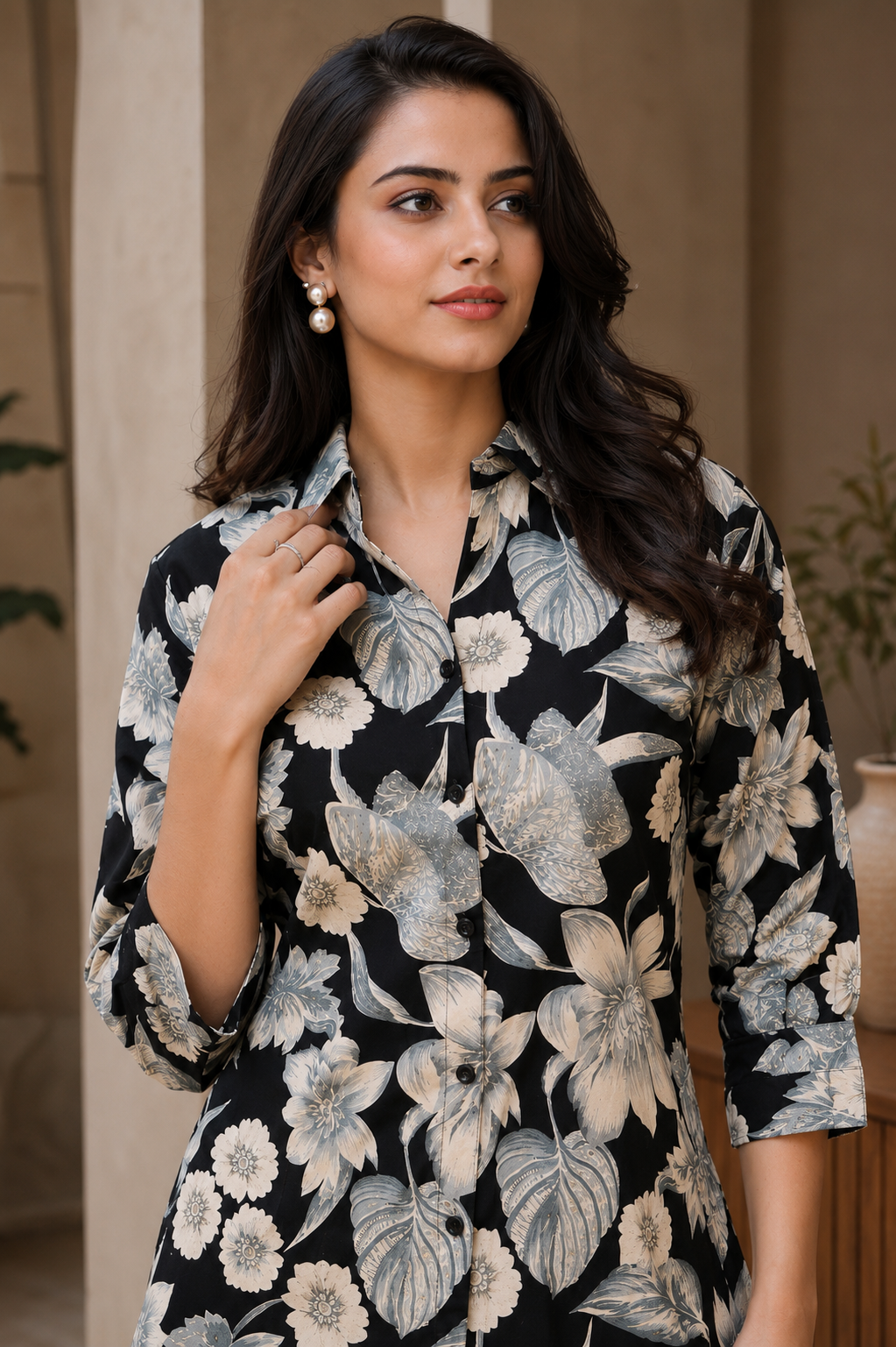 Black Floral Cotton Co-Ord Set for Women | Claura