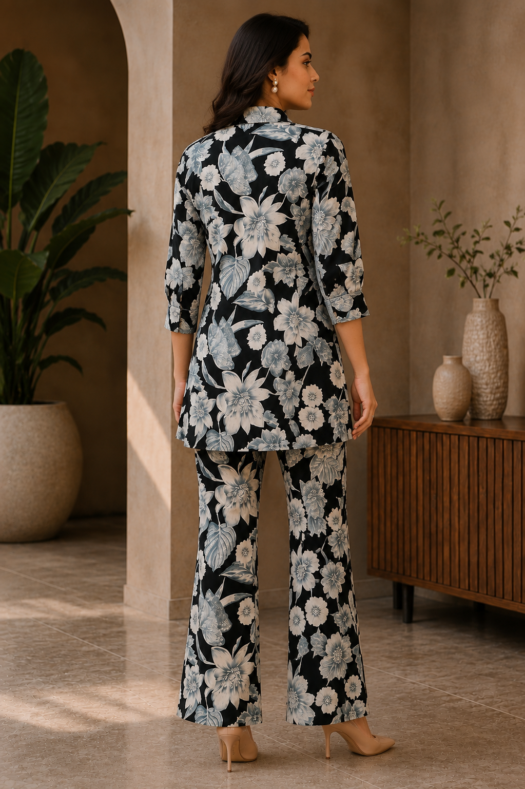 Black Floral Cotton Co-Ord Set for Women | Claura