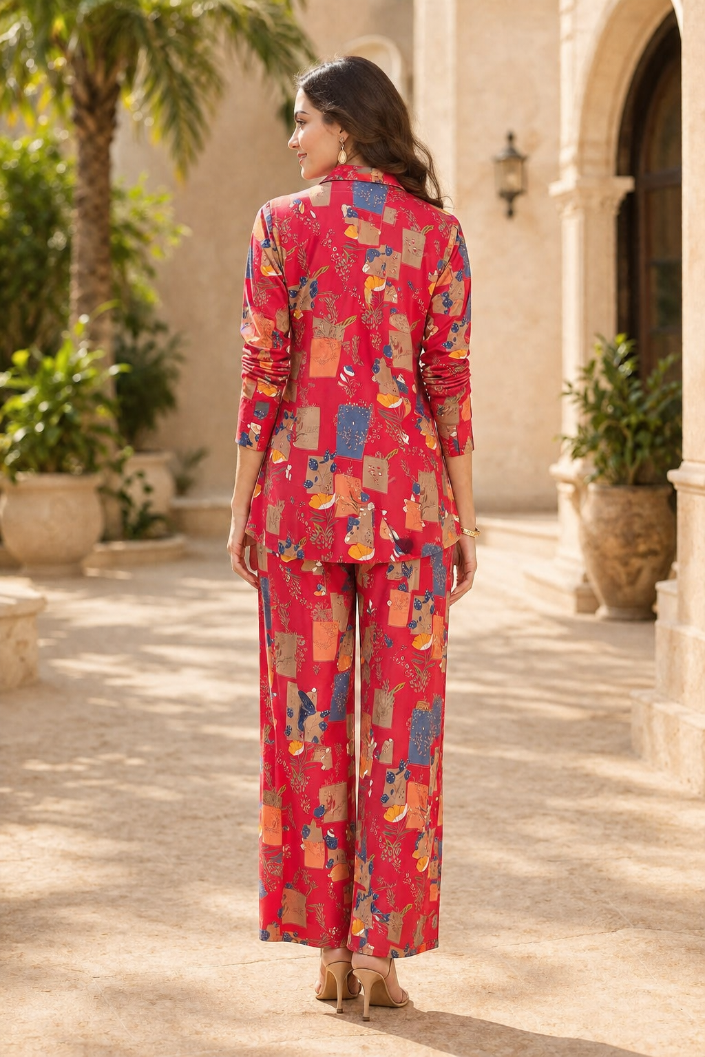 Magenta Abstract Printed Chanderi Silk Co-Ord Set for Women