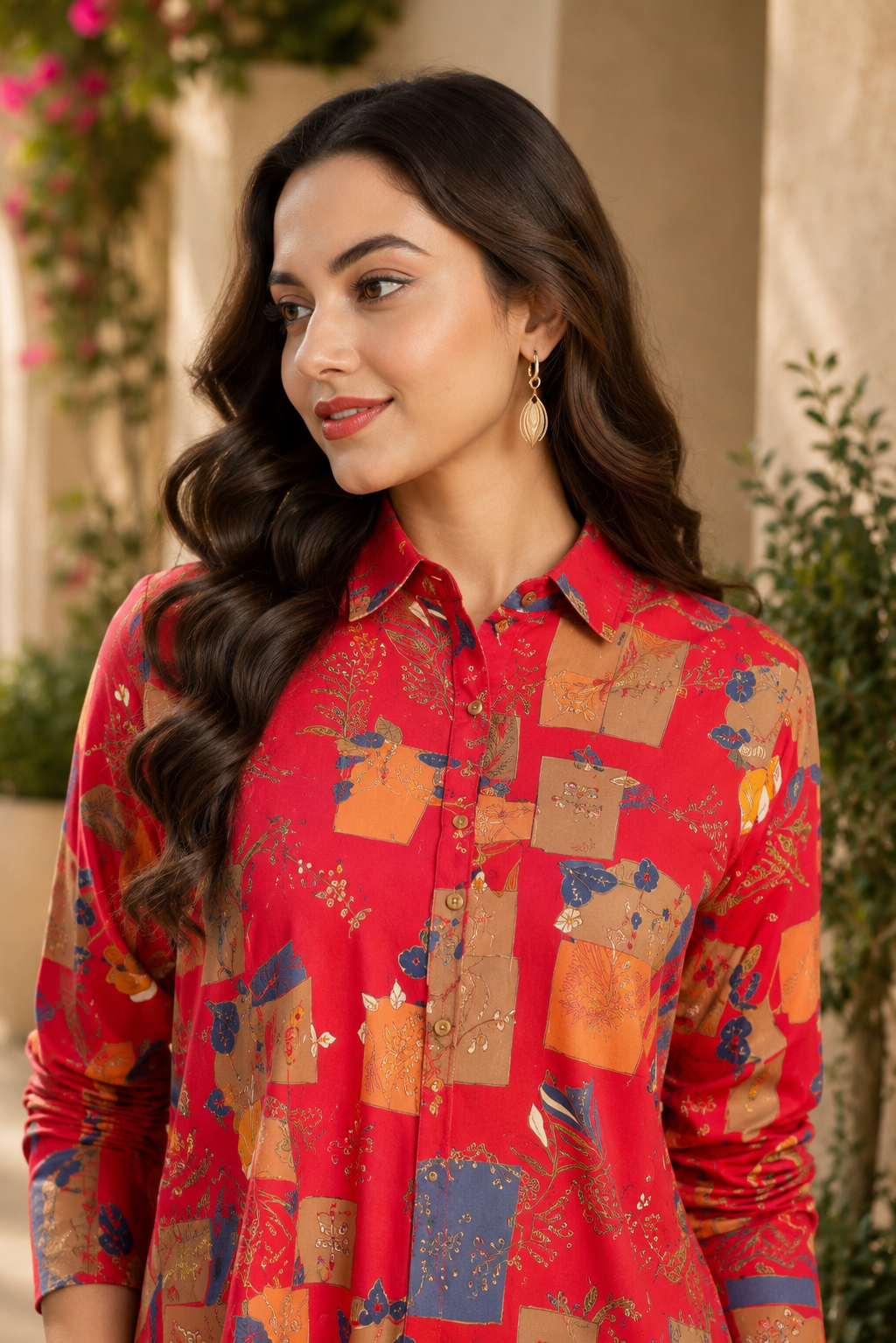 Magenta Abstract Printed Chanderi Silk Co-Ord Set for Women