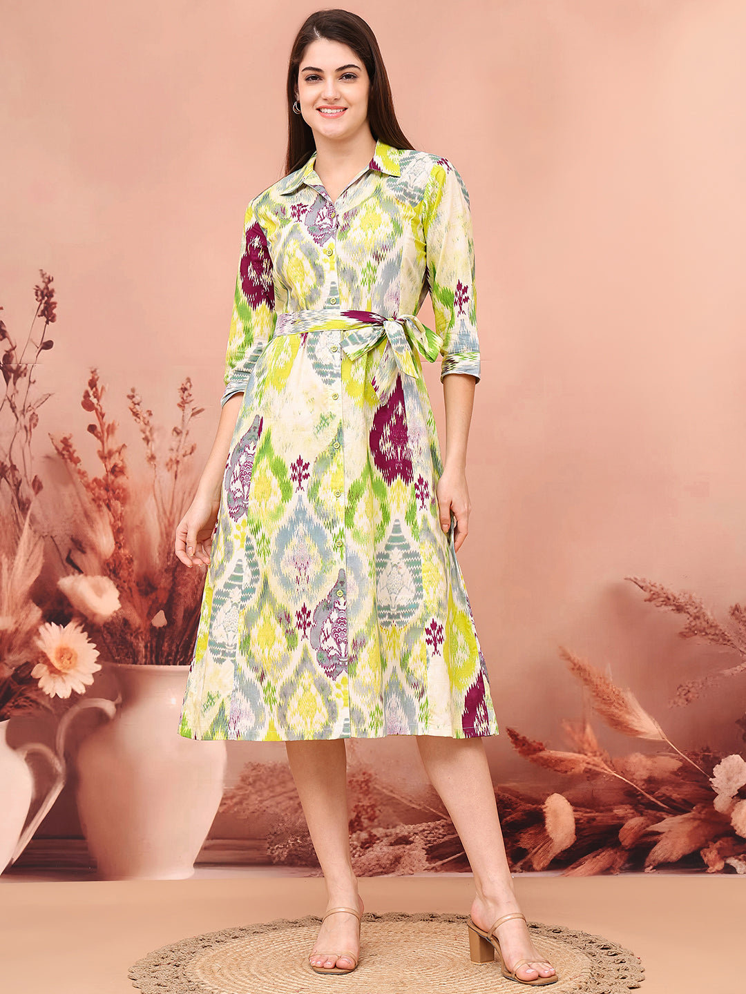 Multi Color Abstract Printed Ethnic Dress