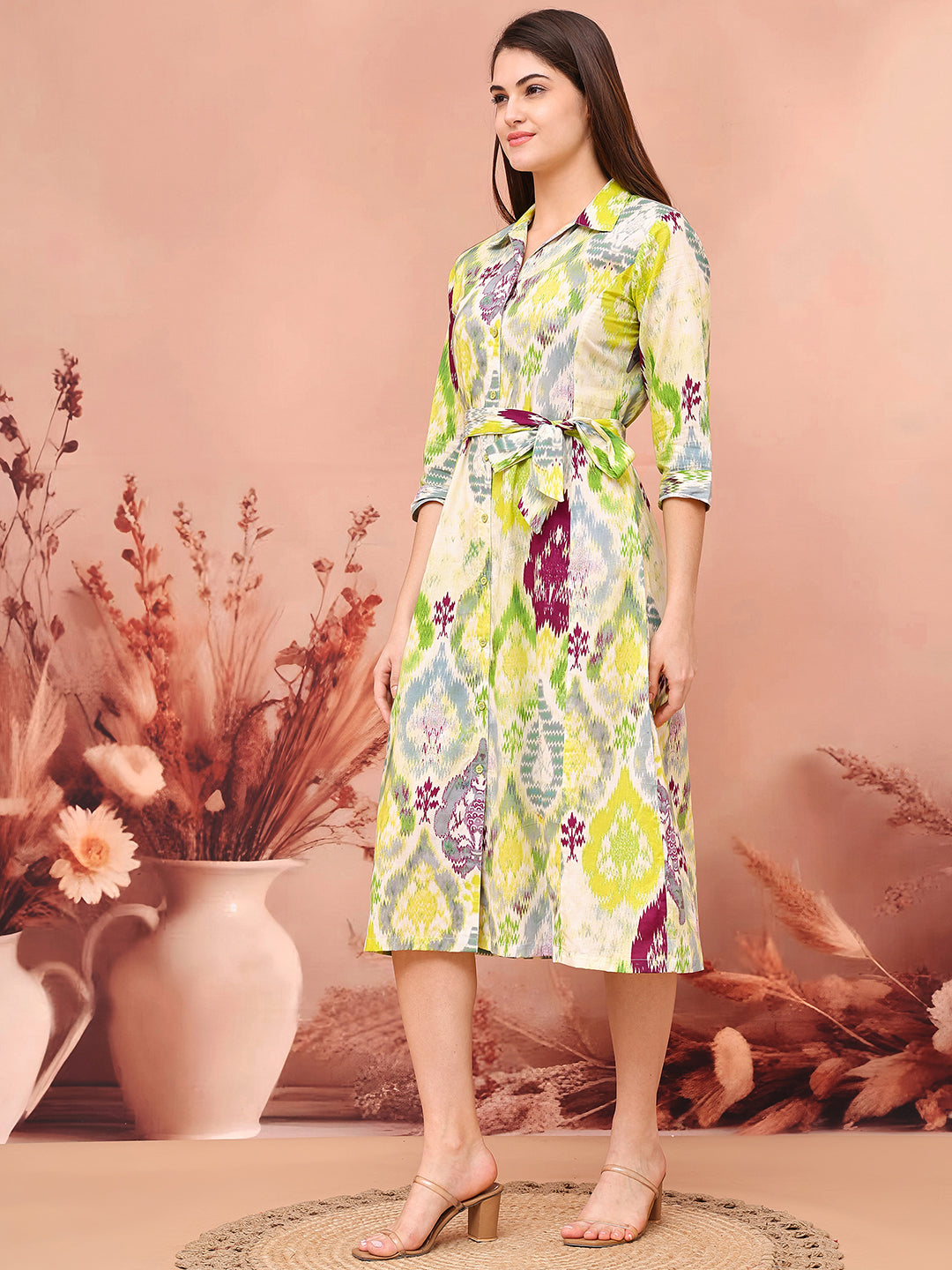 Multi Color Abstract Printed Ethnic Dress