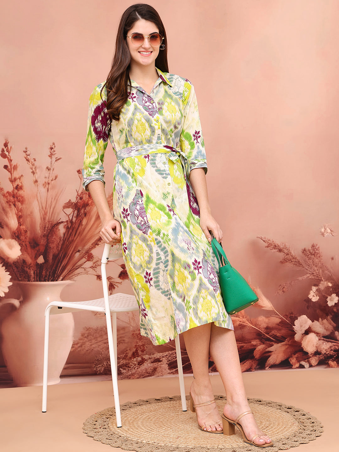 Multi Color Abstract Printed Ethnic Dress