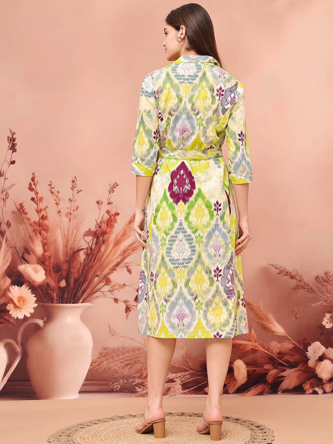 Multi Color Abstract Printed Ethnic Dress