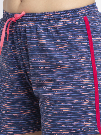 Blue Solid Printed Cotton Shorts Claura Designs Pvt. Ltd. Lounge Shorts blue, Cotton, Loungeshort_size, Rayon, Shorts, Women