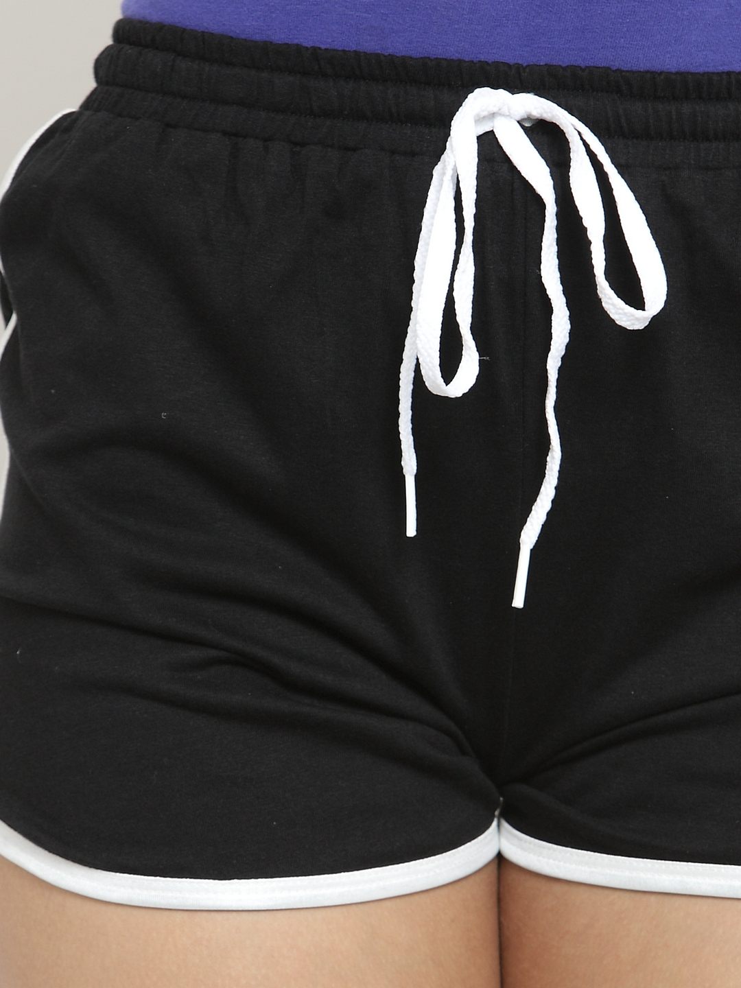 Black Color Solid Printed Cotton Shorts For Woman Claura Designs Pvt. Ltd. Lounge Shorts Black, Cotton, Lounge Short, Loungeshort_size, Shorts, Solid Printed, Women