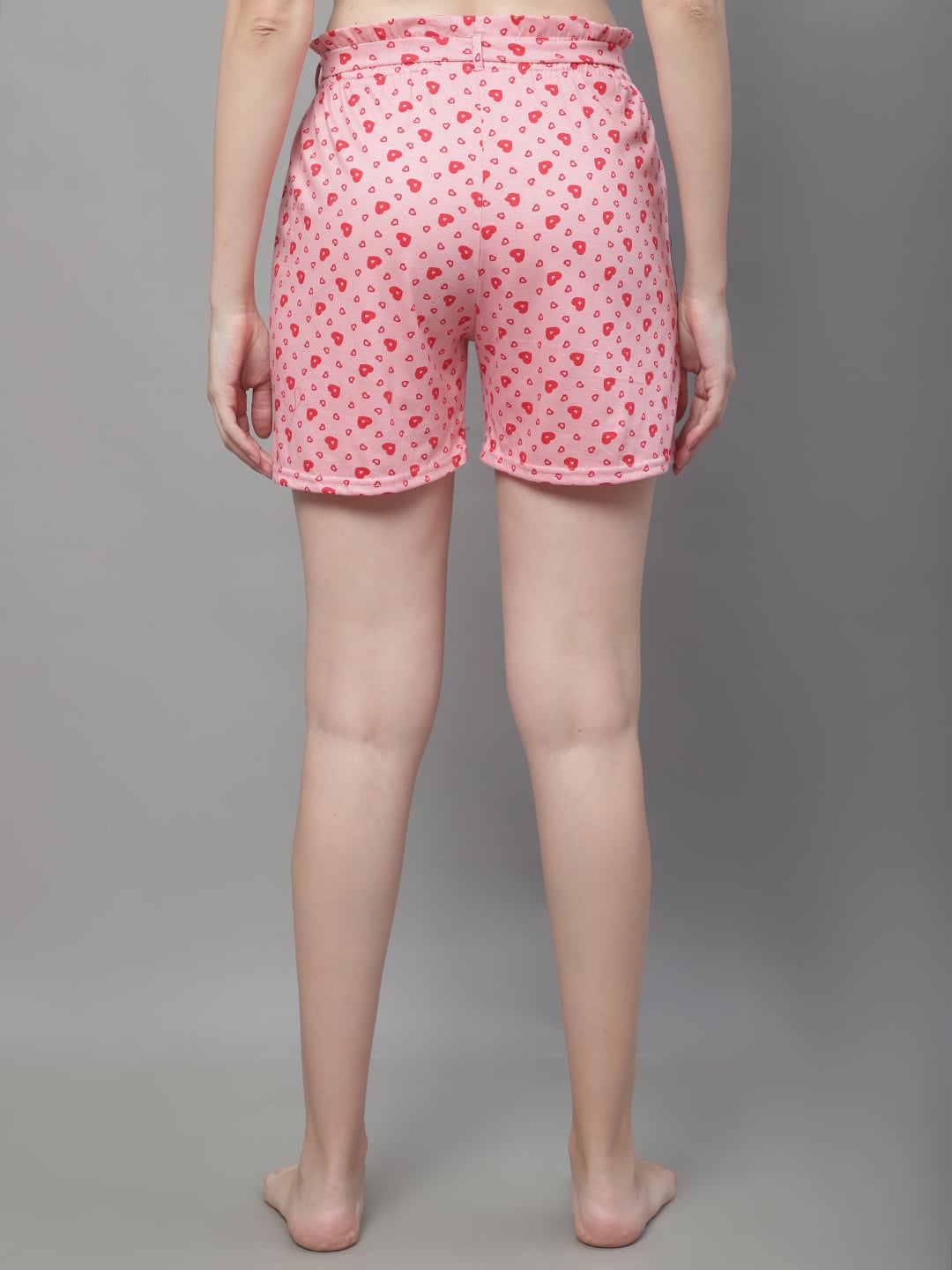 Pink Color Floral Printed Cotton Shorts For Woman Claura Designs Pvt. Ltd. Lounge Shorts Cotton, Floral, Lounge Short, Loungeshort_size, Pink, short, Sleepwear