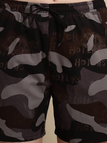 Grey Color Abstract Printed Viscose Rayon Shorts For Women Claura Designs Pvt. Ltd. Lounge Shorts Abstract, Grey, Lounge Short, Loungeshort_size, Printed, Rayon, Shorts