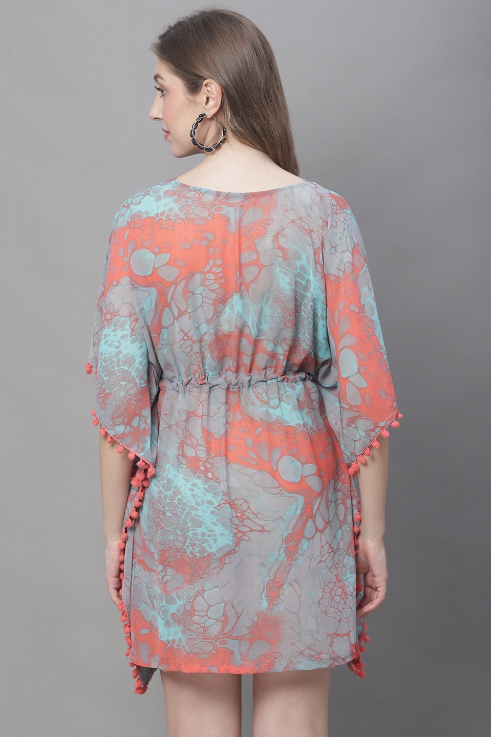 Close-up of Georgette Fabric on Peach Beach Dress