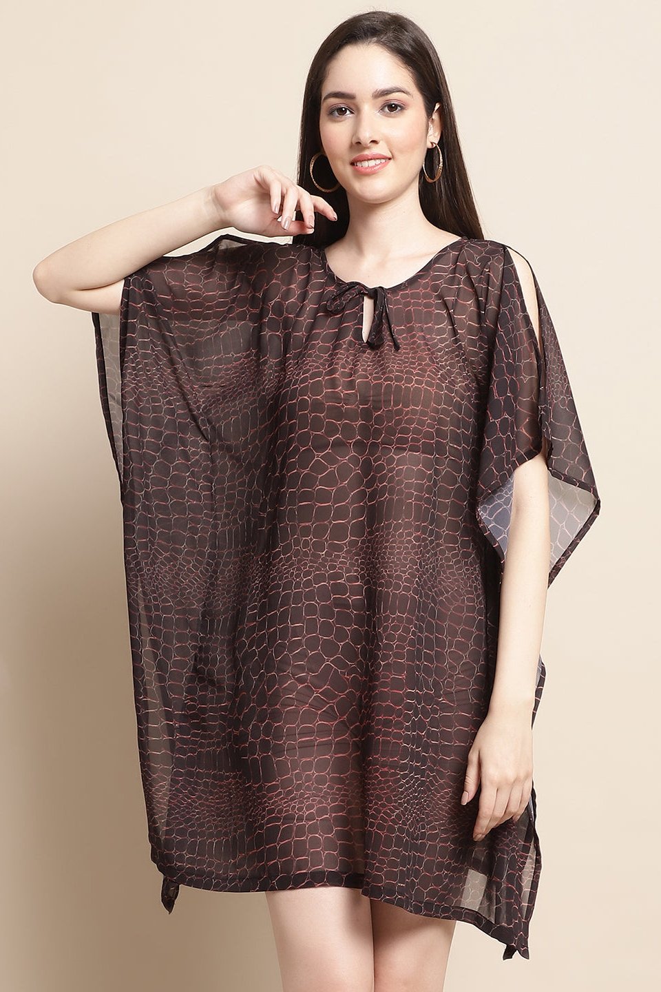 Close-up of Chiffon Fabric on Black Beach Dress