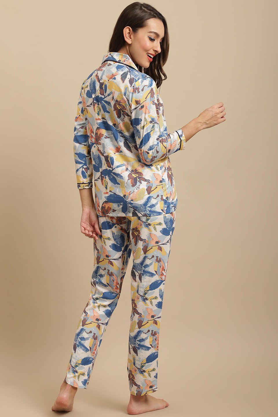 Blue Color Floral Printed Viscose Rayon Nightsuit For Women Claura Designs Pvt. Ltd. Nightsuit blue, Floral, Nightsuit, Rayon, Sleepwear