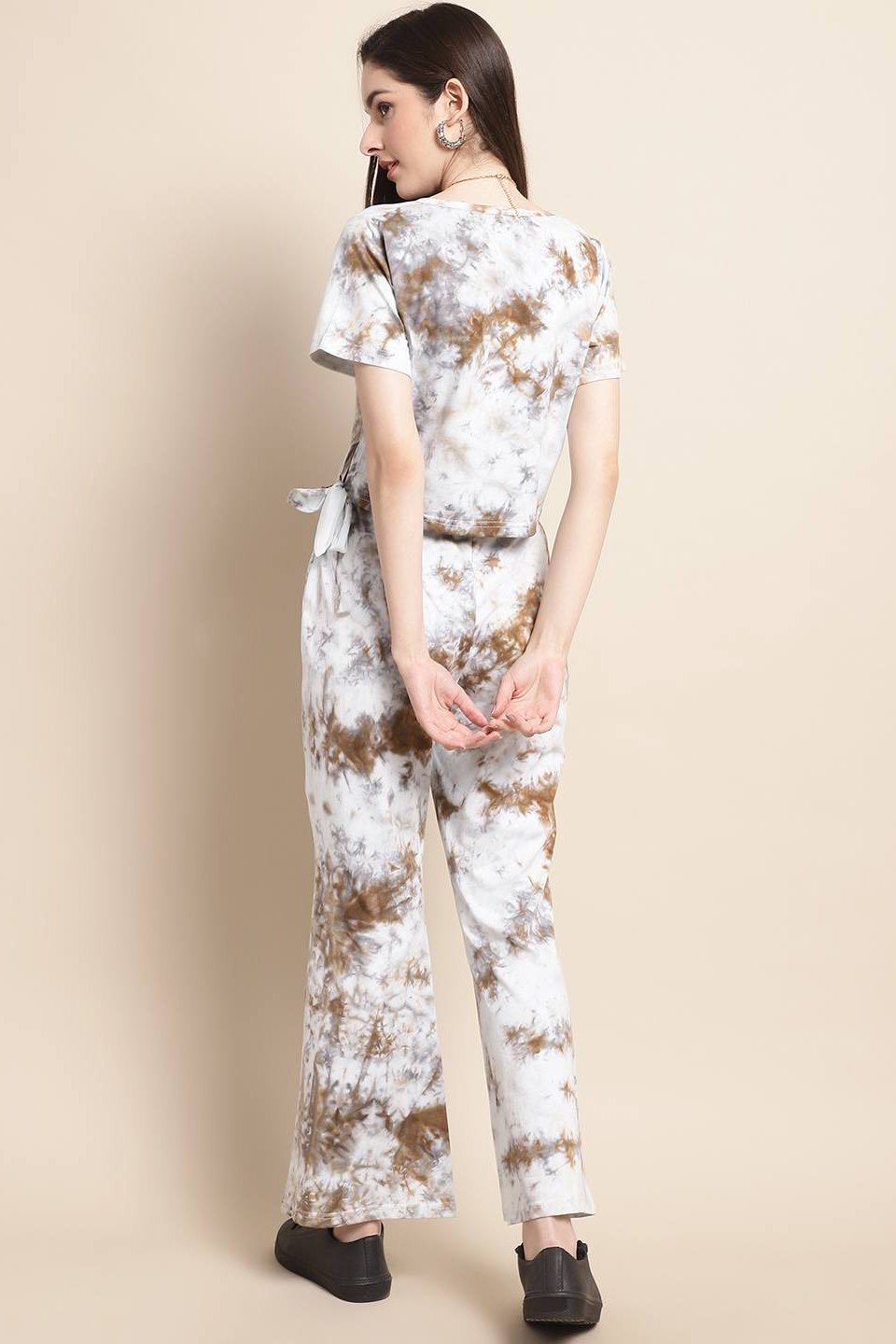 White Abstract Printed Cotton Co-Ord Set for Women | Claura