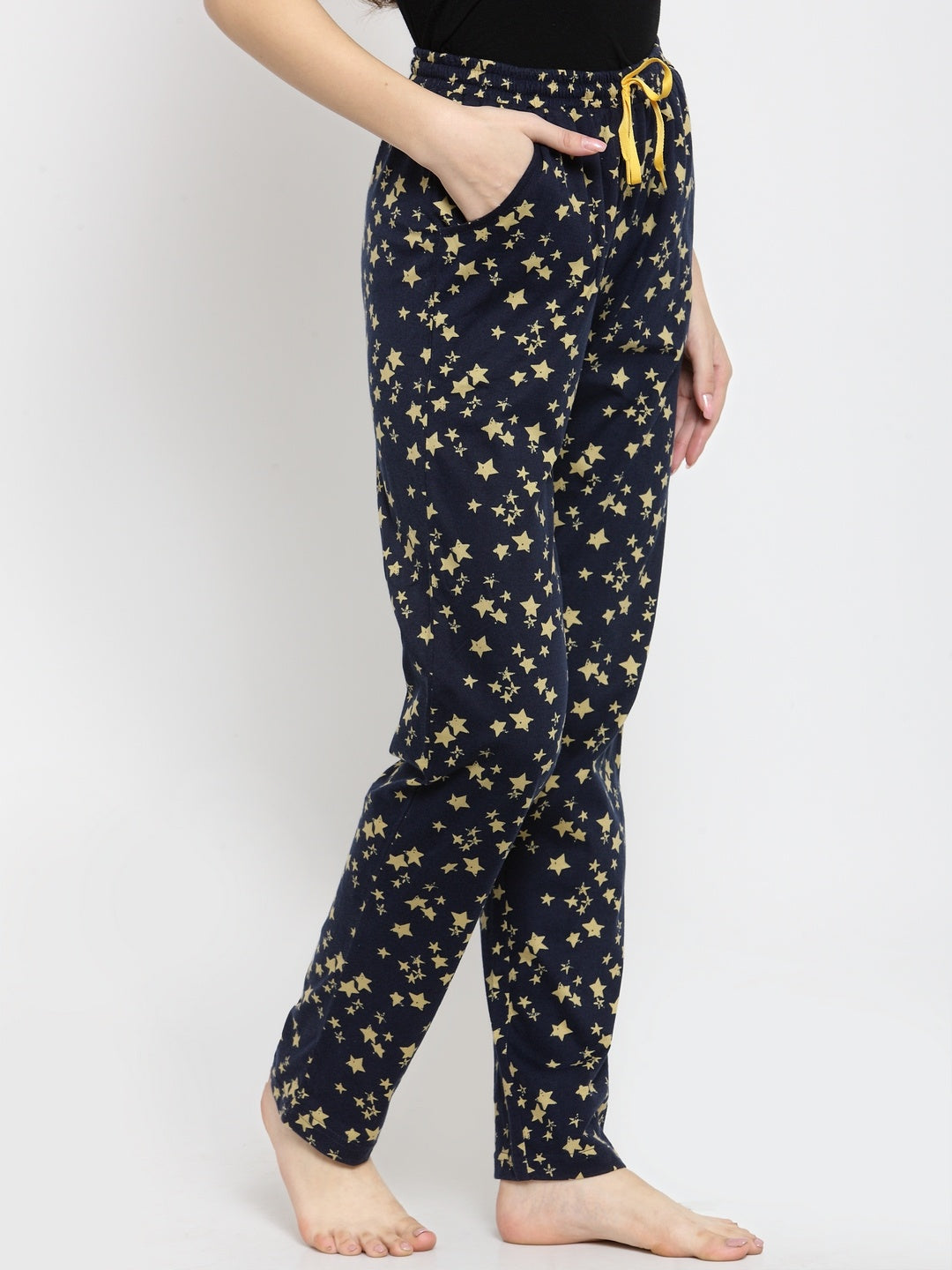 Navy Blue Abstract Printed Cotton Pyjama Claura Designs Pvt. Ltd. Lounge Pants Abstract, Cotton, Lounge Pant, Loungepant_size, Navy Blue, Pyjama