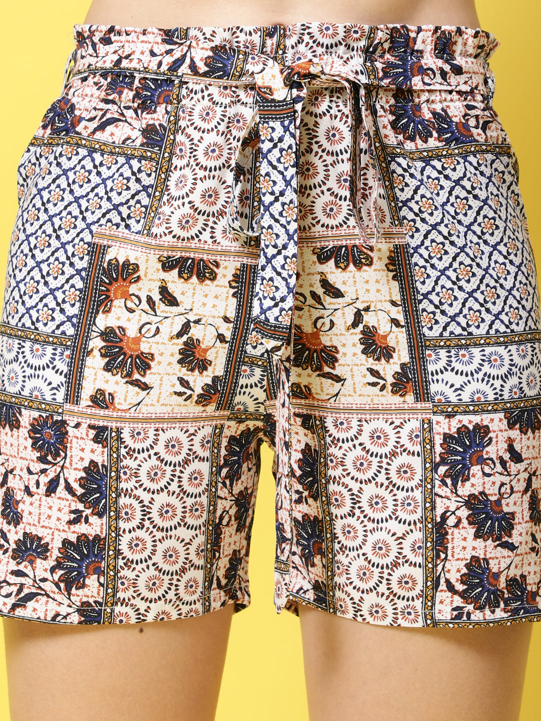 Blue Color Abstract Printed Viscose Rayon Shorts For Women Claura Designs Pvt. Ltd. Lounge Shorts blue, Lounge Short, Loungeshort_size, Rayon, Shorts, Women
