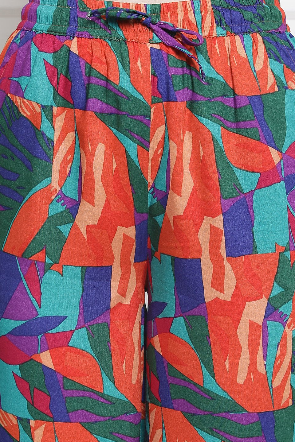 Multi Color Abstract Printed Cotton Lower For Women Claura Designs Pvt. Ltd. Lounge Wear Abstract, Cotton, Lounge Pant, Loungepant_size, Lower, multi color, Pajama, Printed