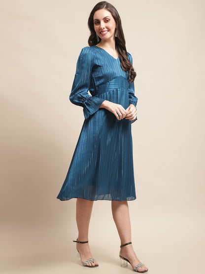 Blue Color Solid Printed Georgette Dress For Women Claura Designs Pvt. Ltd. Ethic dress Blue, Dresses, Ethnic, Georgette, Party wear, Western