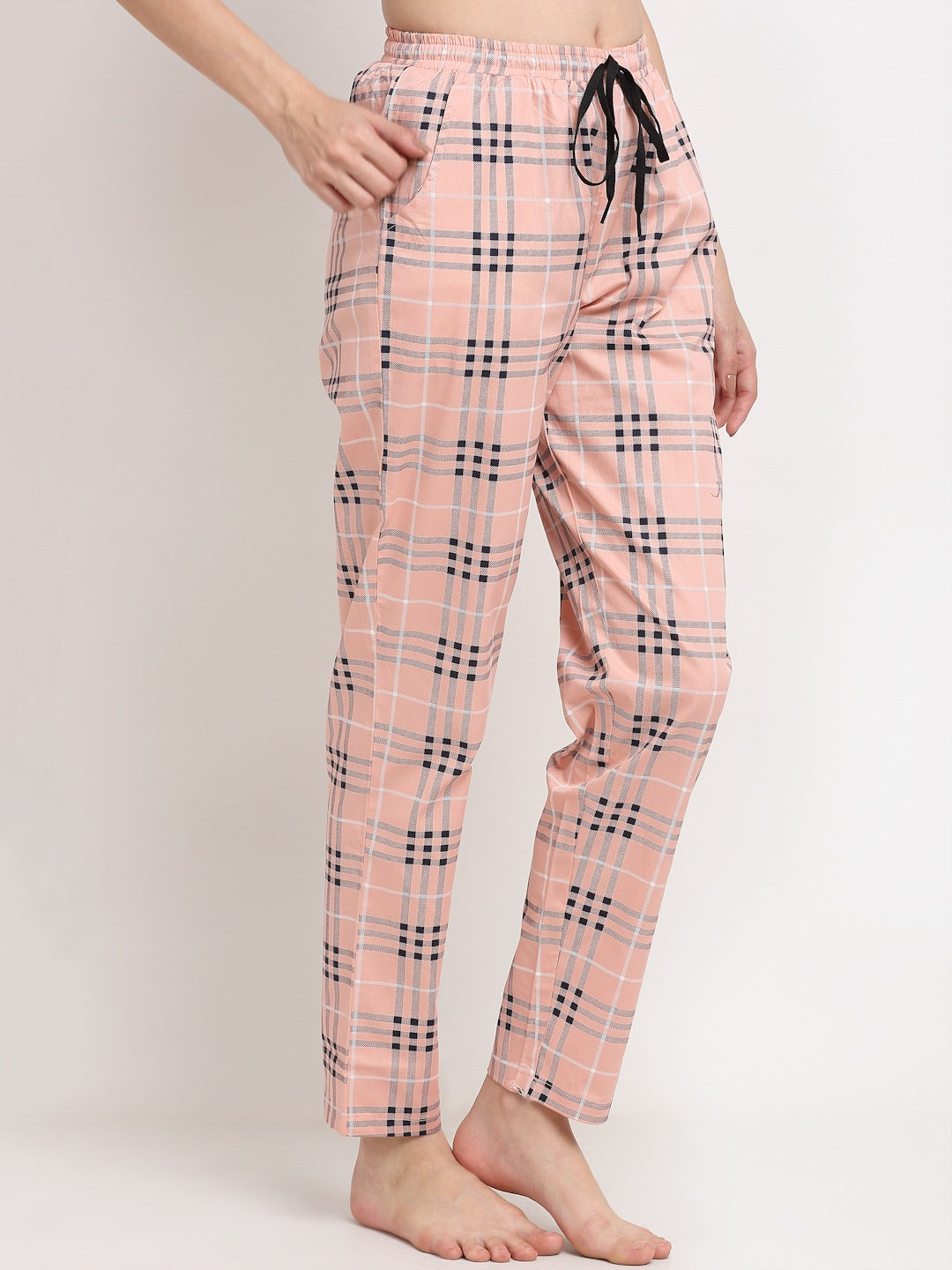 Peach Colour Abstract Printed Cotton Lounge Pants Claura Designs Pvt. Ltd. Nightsuit Abstract Printed, Cotton, Lounge Pant, Loungepant_size, Pajama, peach color, Printed, Rayon