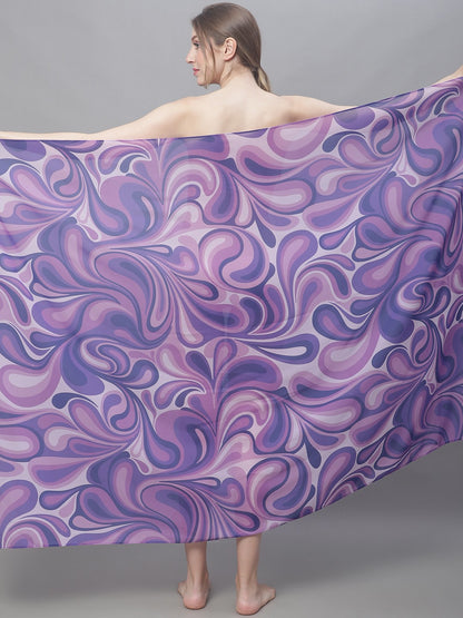 Purple Color Abstract Printed Georgette Coverup Beachwear Sarong For Woman Claura Designs Pvt. Ltd. Sarong Beachwear, Cover-up, Coverup, Free Size, georgette, Purple, Sarong, Swimwear